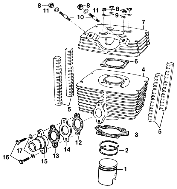 Ersatzteilkatalog Motor Zylinder Kolben Zylinderkopf MZ ETZ 125/150