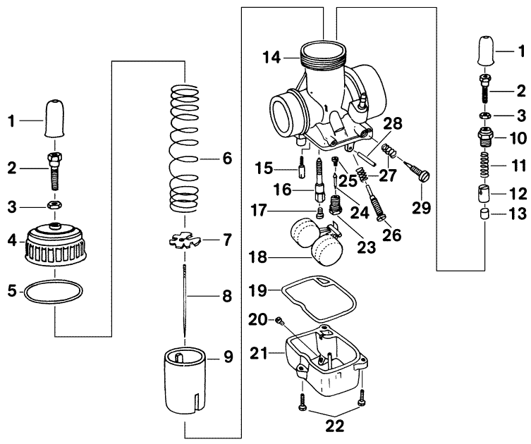 Ersatzteilkatalog Motor BVF 30N2 oder Bing 84/30/110 Vergaser MZ ETZ 250
